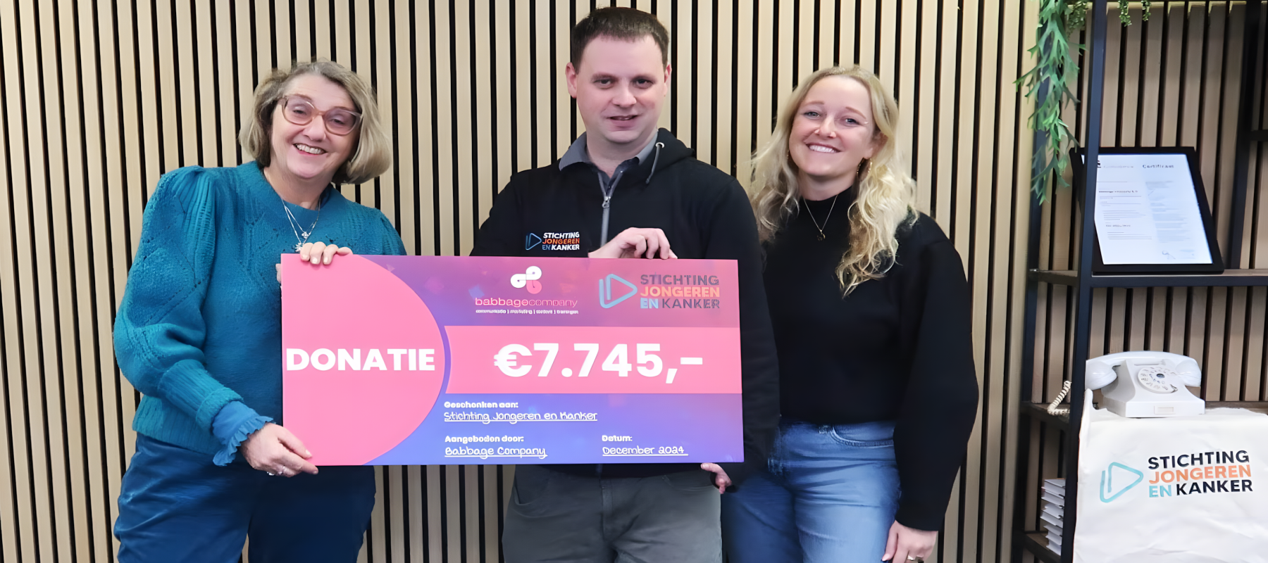 Babbage Company unterstützt die Stiftung „Jongeren en Kanker“ mit einer Weihnachts-Spende von 7.745 €